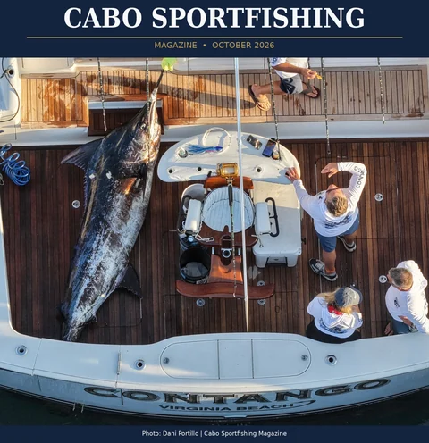 Portada de la revista con el marlín azul de 491 libras de Contango a bordo el 21 de octubre de 2026. Foto: Dani Portillo. No es el pez perdido por SIMRAD.