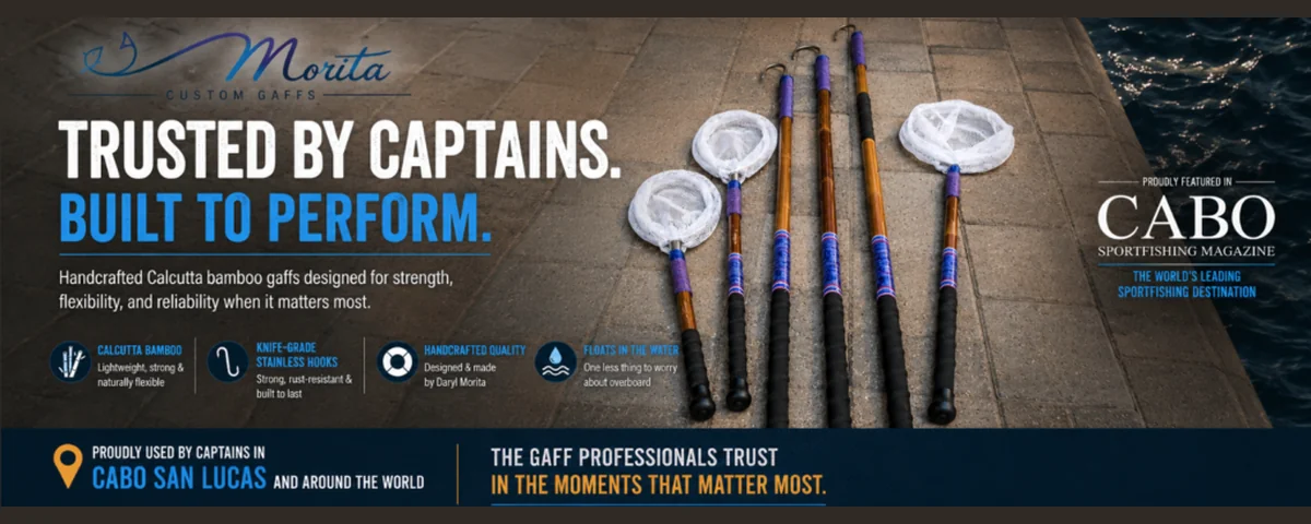 Cabo Sportfishing Magazine Morita gaff banner